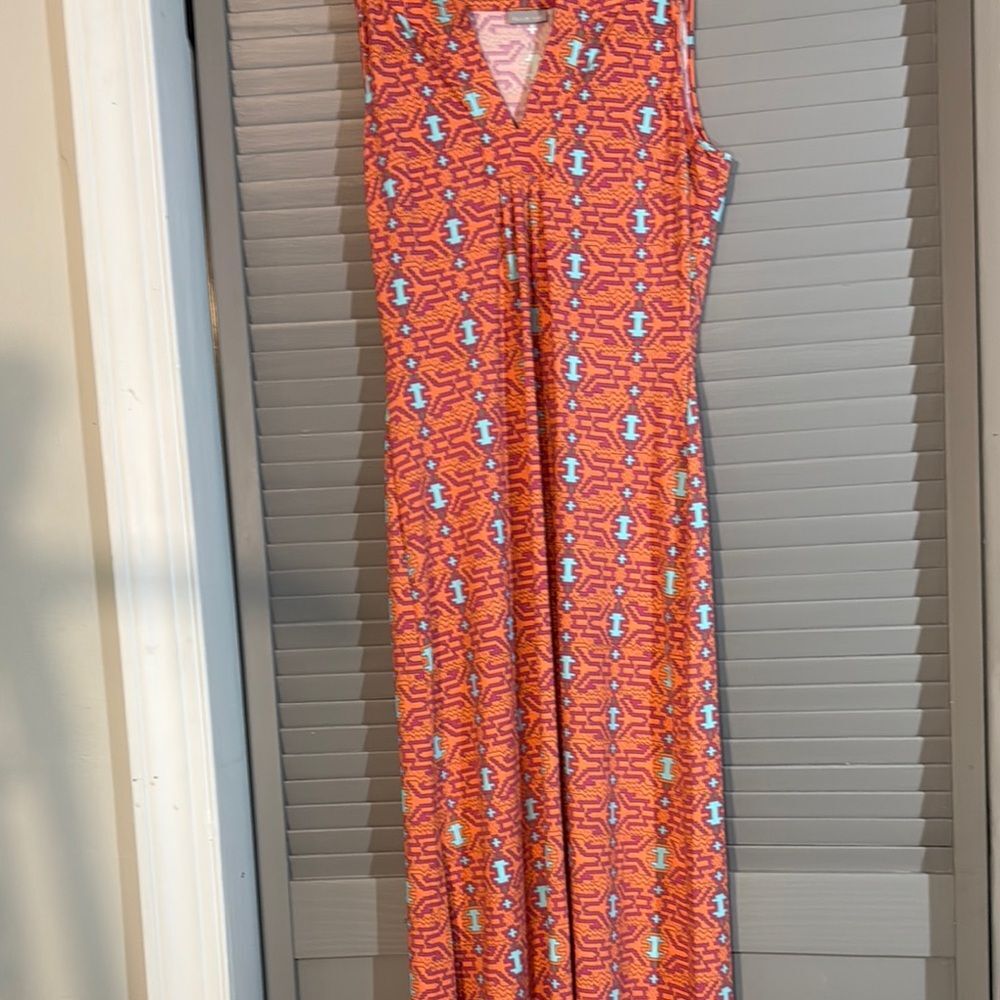 Coral V-Neck Sleeveless Wrap Maxi Dress by (Ellie Kai) size M - Picture 14 of 15